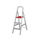 Escada Alumínio 3 Degraus 1,08m 120kg Prata e Vermelho Reisam